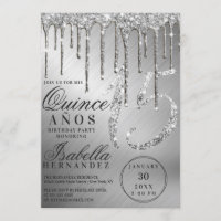 Purpurina metálico Glam Silver Drips Quinceañera