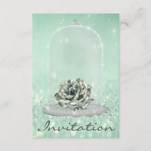 Invitación Purpurina Mint Green Tiffany Rosa de diamantes Dul