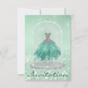 Invitación Purpurina Mint Green TiffanyDiamond Vestido dulce 