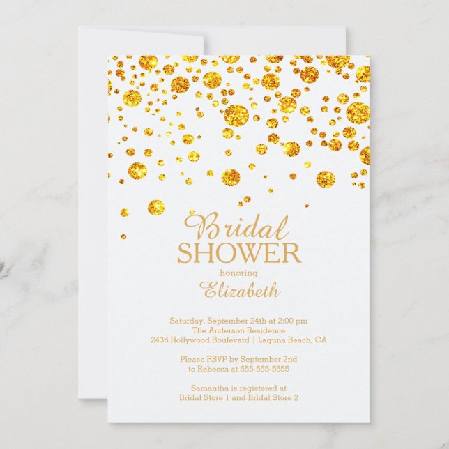 Invitación Purpurina moderno Confetti Bridal Shower (Anverso)