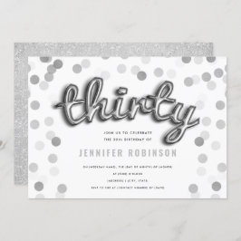 Invitación Purpurina moderno de globos plateados trigésimo cu