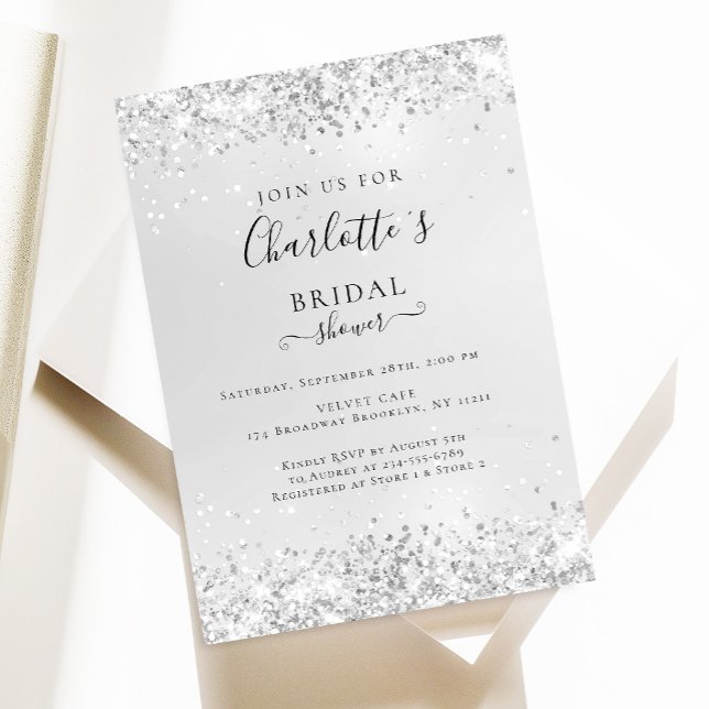 Invitación Purpurina moderno Silver (Imitat) Einladung (Subido por el creador)