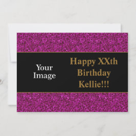 Invitación Purpurina morado con fiesta de cumpleaños de foto 