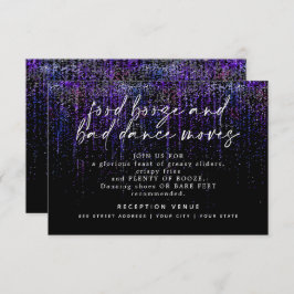Invitación Purpurina morado de la recepción de boda moderna