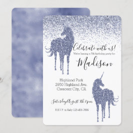 Invitación Purpurina morado de unicornio