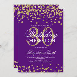 Invitación Purpurina morado dorado Confetti 30 cumpleaños