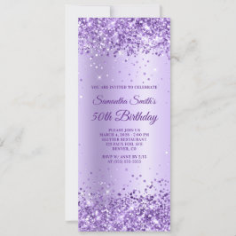 Invitación Purpurina morado real Lavender Satin 50 cumpleaños