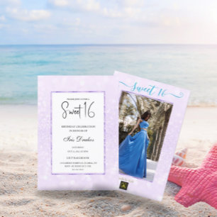 Invitación purpurina morado Rubor elegante moda Sweet 16