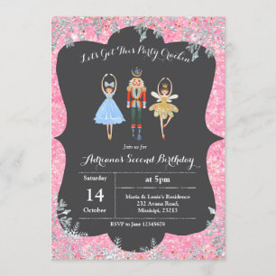 Invitación Purpurina  Navidad Rosado Invite a Ballet