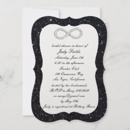 Invitación Purpurina negro Diamante Ducha de novia infinita