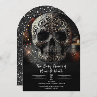 Purpurina negro Glam Sparkle Skull Baby Shower