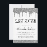 Invitación Purpurina negro plateado Sparkle Elegant Sweet 16<br><div class="desc">Purpurina de golosinas de plata,  blanco y negro Dulce 16 Invitación de fiesta de cumpleaños. Esta es la invitación de 16 cumpleaños perfecta para una fiesta de cumpleaños de la Purpurina Sparkle Girly. Póngase en contacto con el diseñador para que coincida con los elementos personalizados.</div>