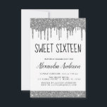 Invitación Purpurina negro plateado Sparkle Elegant Sweet 16<br><div class="desc">Purpurina de golosinas de plata,  blanco y negro Dulce 16 Invitación de fiesta de cumpleaños. Esta es la invitación de 16 cumpleaños perfecta para una fiesta de cumpleaños de la Purpurina Sparkle Girly. Póngase en contacto con el diseñador para que coincida con los elementos personalizados.</div>