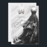 Invitación Purpurina negro plateado Sparkle Vestido dulce 16<br><div class="desc">Purpurina negro plateado Sparkle Vestido Princesa Dulce 16 Invitación</div>