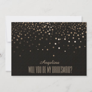 Invitación Purpurina negro ¿Serás mi dama de honor?