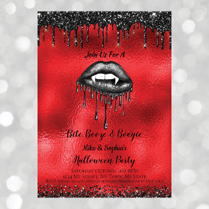 Invitación Purpurina negro vampiro levanta rojo adulto de Hal