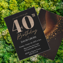 Purpurina negro y oro Swirl 40 cumpleaños