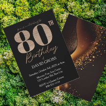 Purpurina negro y oro Swirl 80 cumpleaños