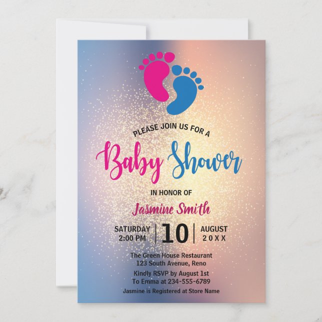 Invitación Purpurina neutro moderno Baby Shower (Anverso)