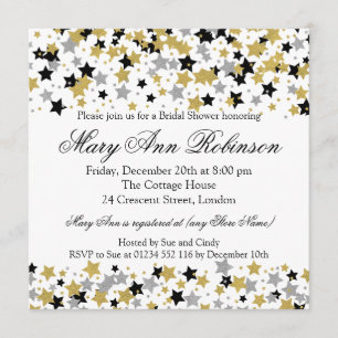 Invitación Purpurina Noviembre Moderno Estrellas Confetti