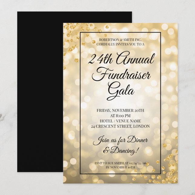 Invitación Purpurina oficial de Luces Gold para la Recaudació (Anverso / Reverso)