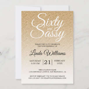 Invitación Purpurina Ombre 60 y Sassy 60 cumpleaños