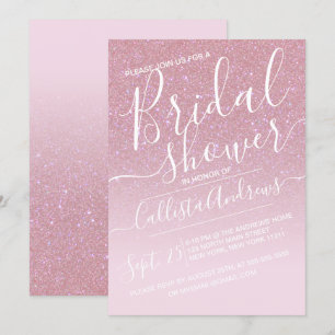 Invitación Purpurina Ombre Bridal De Faux Rosados Sparkly
