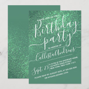 Invitación Purpurina Ombre de la Sirenita Verde Verde azulado