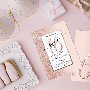 Invitación Purpurina Ombre Rosa Rosa Rosa Girly Moderno Ombre