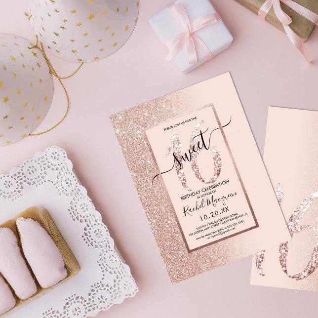 Invitación Purpurina Ombre Rosa Rosa Rosa Girly Moderno Ombre (Subido por el creador)