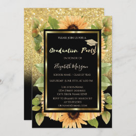 Invitación Purpurina Ombre Sunflowers