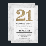 Invitación PURPURINA ORO NÚMERO 21 21ª INVITA simple mármol<br><div class="desc">*** NOTA - EL EFECTO DE PURPURINA ORO ES UNA IMAGEN IMPRESA *** Un diseño de invitación de moda para tu CUMPLEAÑOS para cualquier edad - ¡contáctame para cambiar el tipo de purpurina para ti! Configurar como plantilla es sencillo para usted agregar sus propios detalles, o pulsar el botón personalizar...</div>