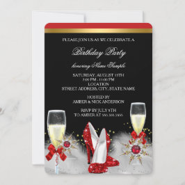 Invitación Purpurina Oro Rojo Heels Black Silver Champagne 2