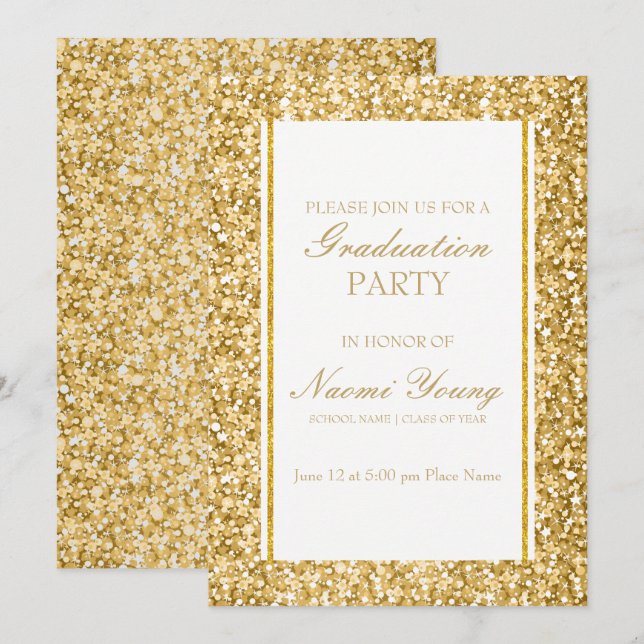 Invitación Purpurina Oro Y Blanco (Anverso / Reverso)