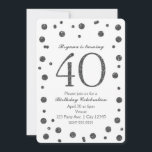 Invitación Purpurina Plata Dots 40th 40 Birthday Party<br><div class="desc">El Purpurina Plata Dots 40th 40 Birthday Party Invitaciones.</div>
