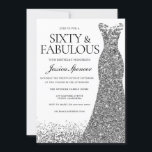 Invitación Purpurina Plata Vestido Sesenta y Fabuloso 60 Fies<br><div class="desc">Purpurina Plata Vestido Sesenta y Fabuloso 60º Fiesta Invitar Variaciones a la invitación y artículos coincidentes en nuestra tienda</div>