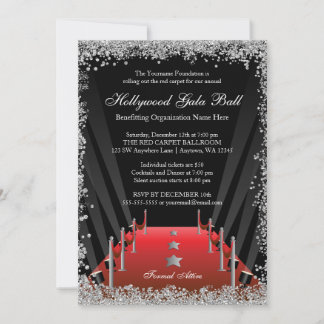 Invitación Purpurina plateado de alfombra roja de Hollywood G