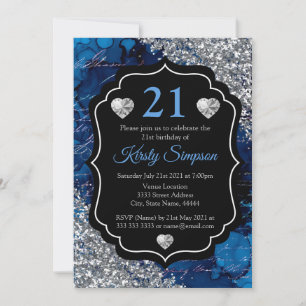 Invitación Purpurina plateado de las letras de escritura de l