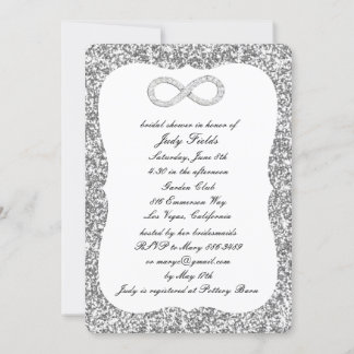 Invitación Purpurina plateado Diamante Infinity Bridal Shower