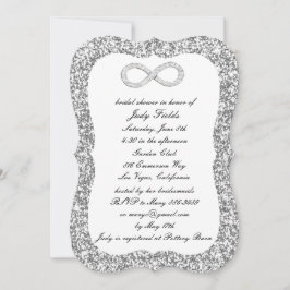 Invitación Purpurina plateado Diamante Infinity Bridal Shower