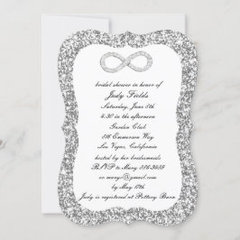 Invitación Purpurina plateado Diamante Infinity Bridal Shower