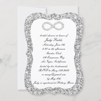 Invitación Purpurina plateado Diamante Infinity Bridal Shower