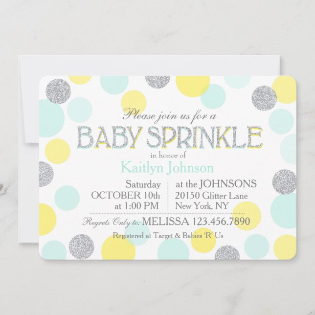 Invitación Purpurina plateado Dosis Amarillas de Seafoam Espo (Anverso)