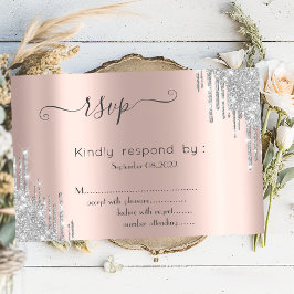 Invitación Purpurina plateado Drin Bat Mitzvah RSVP