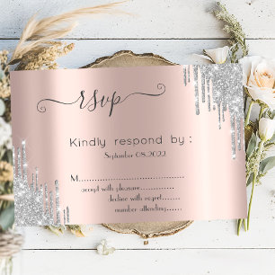 Invitación Purpurina plateado Drin Bat Mitzvah RSVP