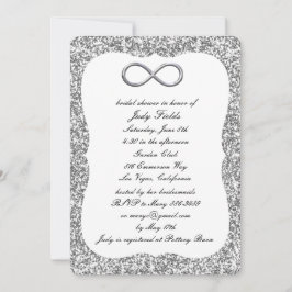 Invitación Purpurina plateado ducha de novia con desbordamien