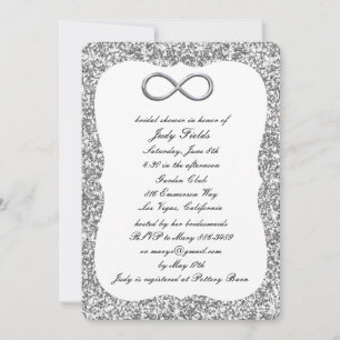 Invitación Purpurina plateado ducha de novia con desbordamien