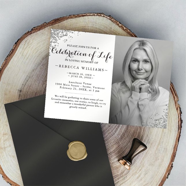 Invitación Purpurina plateado Elegante foto Celebración de la (Subido por el creador)