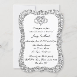 Invitación Purpurina plateado Ensayo de corazón infinito