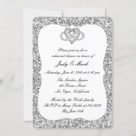 Invitación Purpurina plateado Ensayo de corazón infinito